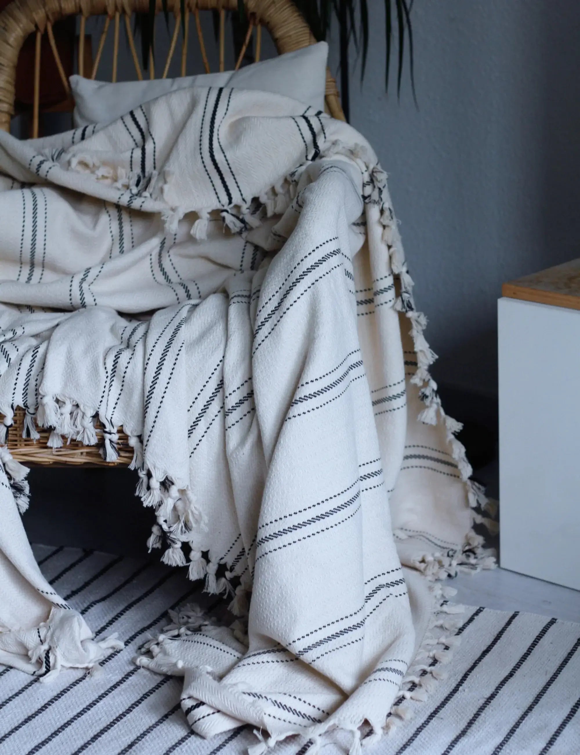 Black cotton throw blanket hot sale